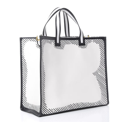 Fendi X JOSHUA VIDES Coated Canvas Stamp Patch Shopping Tote White Black 2 of 9