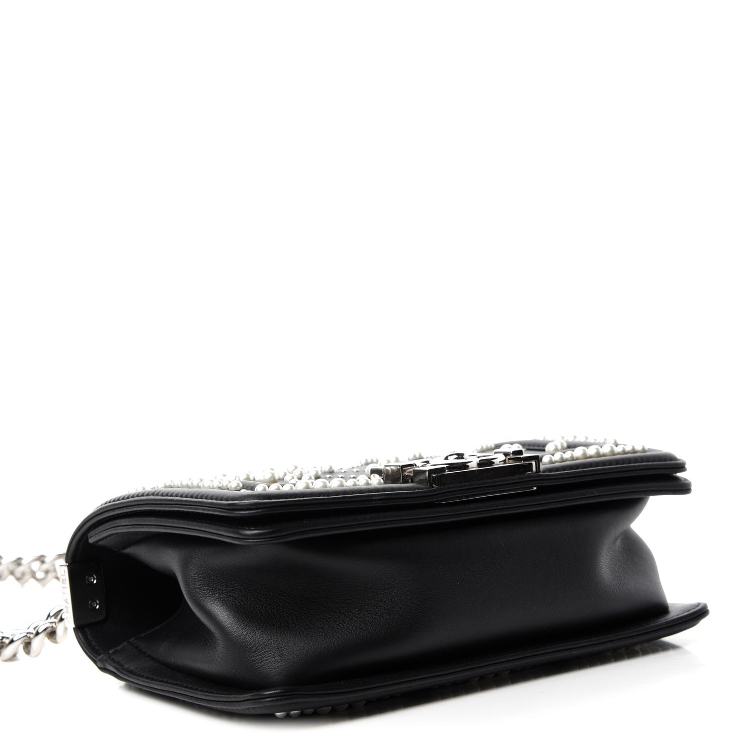 Chanel Calfskin Pearl Chevron Small Boy Flap Black 4 of 11