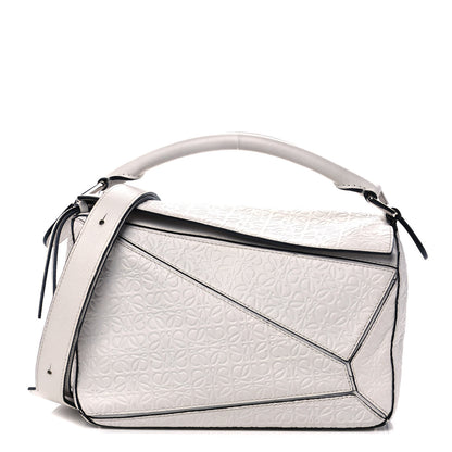 Loewe Calfskin Embossed Small Puzzle Bag White 1 of 12