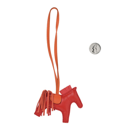 Hermes Milo Lambskin Grigri Rodeo Horse Bag Charm PM Rouge Rose Indien Jaipur Feu 2 of 3
