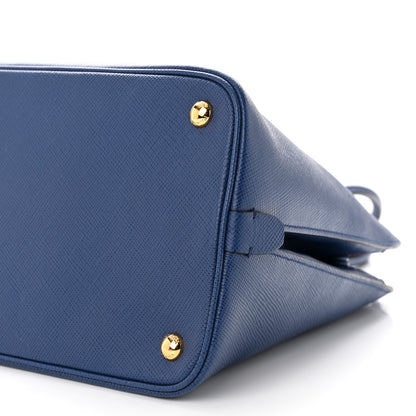 Prada Saffiano Cuir Bi-Color Double Handle Tote Bluette Fuoco 9 of 11
