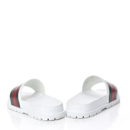 Gucci Rubber Web Mens Lug Sole Slide Sandals 6 Great White Green Red 6 of 17