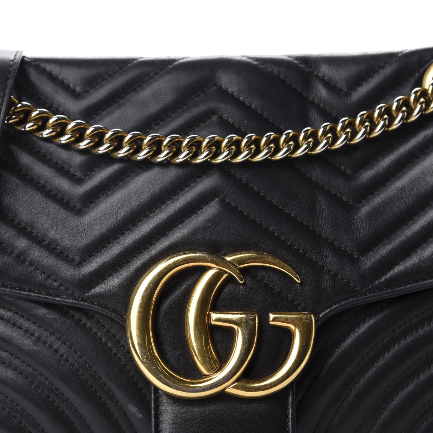 Calfskin Matelasse Medium GG Marmont Shoulder Bag Black
