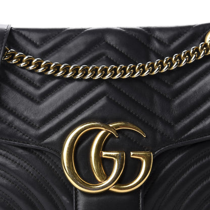 Gucci Calfskin Matelasse Medium GG Marmont Shoulder Bag Black 12 of 12