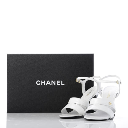 Chanel CHANELCalfskin Crocodile Embossed Sandals 36 White 10 of 10