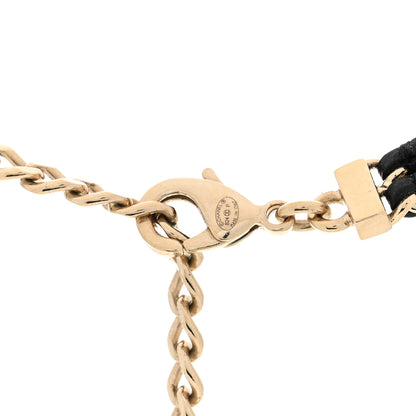 Chanel Lambskin Crystal CC Chain Choker Necklace Black Gold 4 of 5