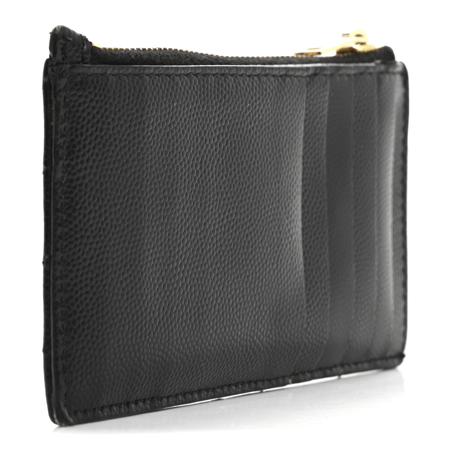 Saint Laurent Monogram Grain de Poudre 5 Fragments Zip Pouch Card Holder Black 3 of 16