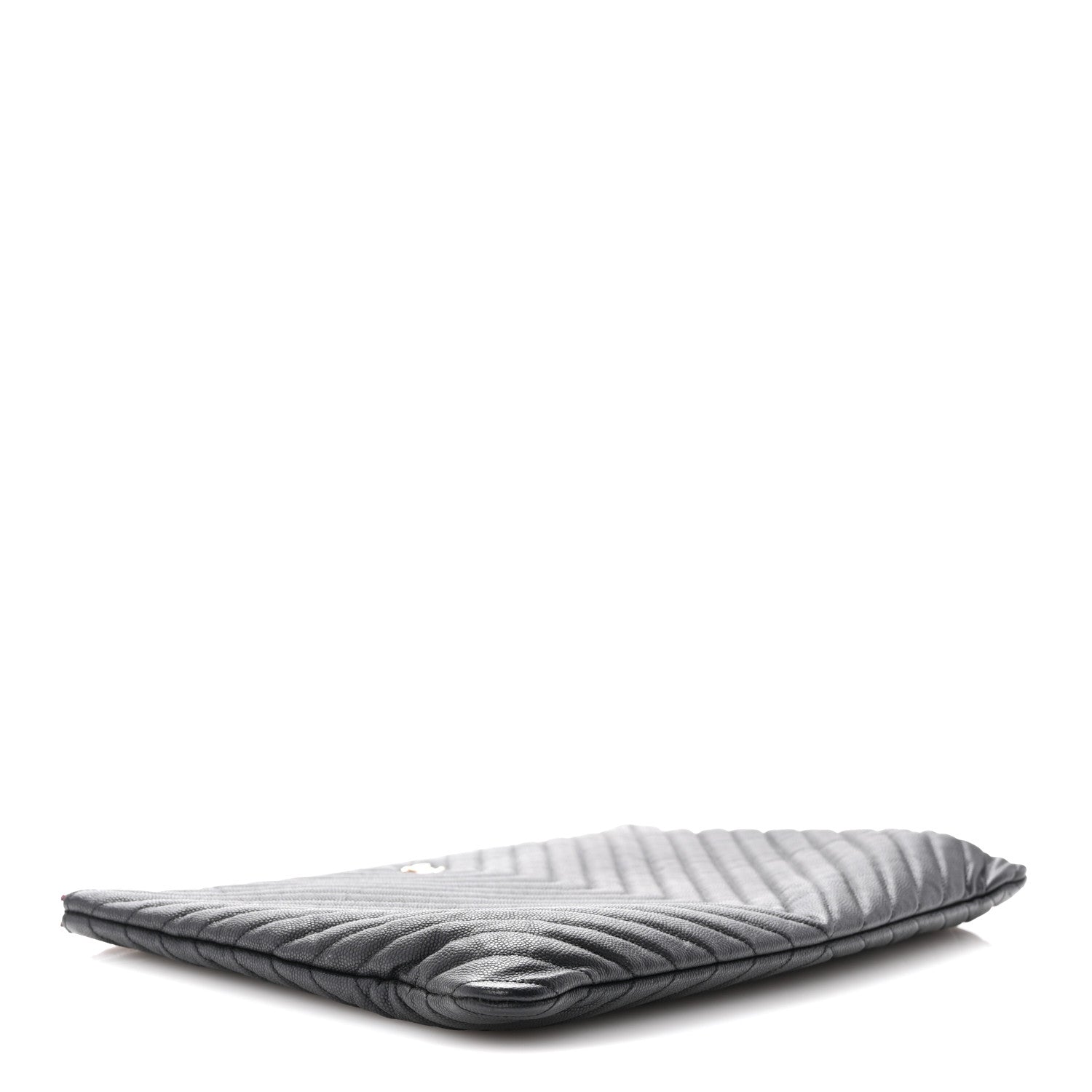 Chanel Caviar Chevron Quilted Large Cosmetic Case Black 4 of 11