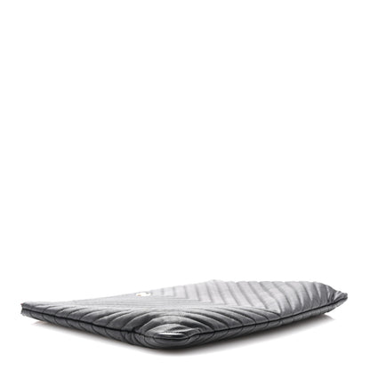 Chanel Caviar Chevron Quilted Large Cosmetic Case Black 4 of 11