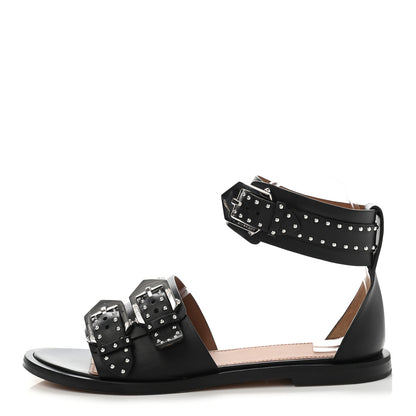 Givenchy Calfskin Studded Elegant Flat Sandals 38.5 Black 1 of 11