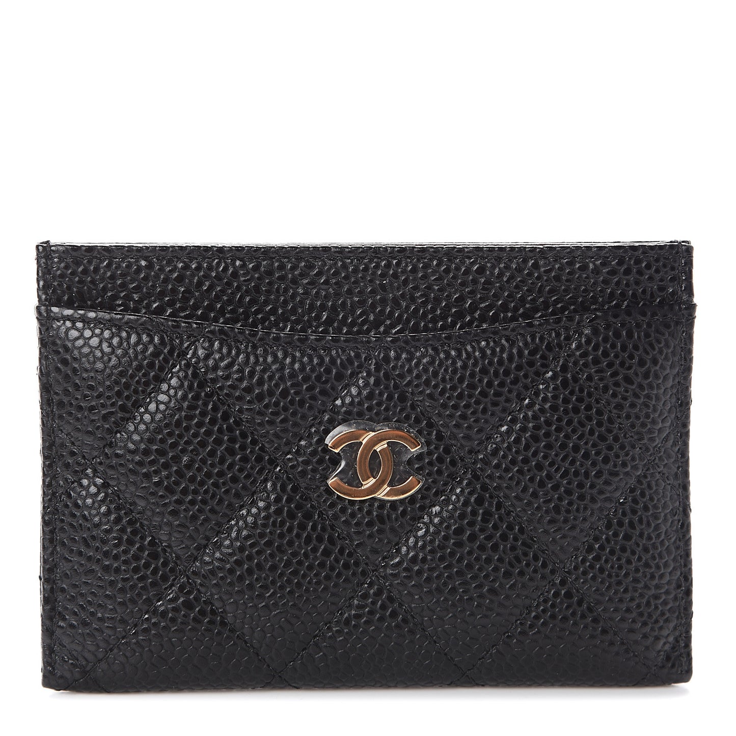 Caviar Quilted Card Holder Black