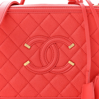 Chanel Caviar Quilted Medium CC Filigree Vanity Case Coral 7 of 10