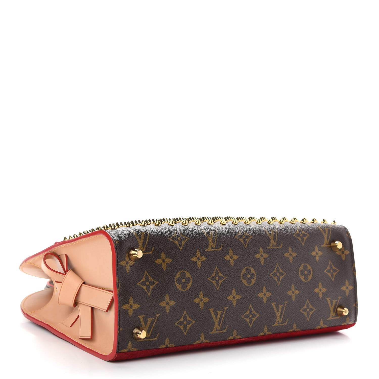 Louis Vuitton Monogram Calf Hair Spikes Iconoclasts Christian Louboutin Tote Red 4 of 8