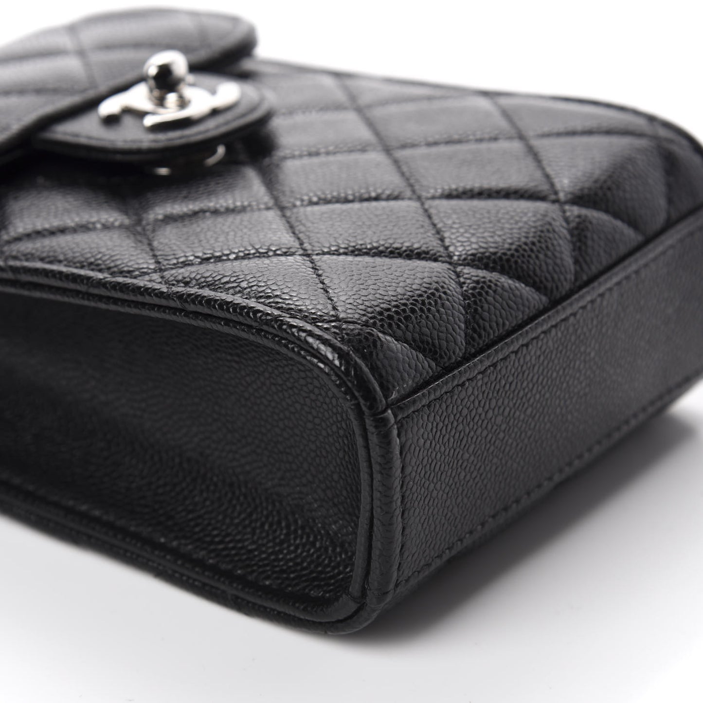 Caviar Quilted Classic Phone Holder Black