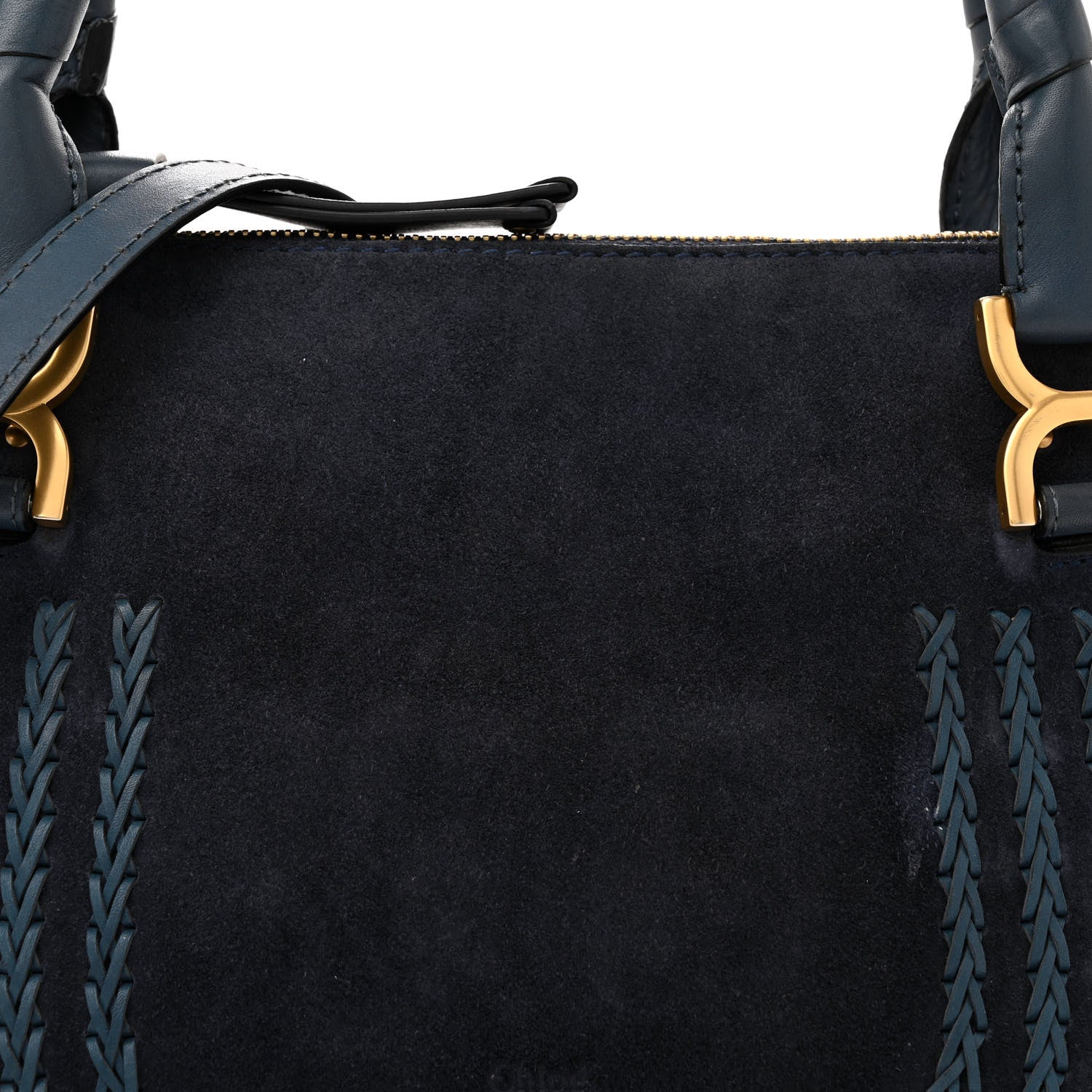 Chloe Suede Calfskin Braided Medium Marcie Satchel Navy 8 of 15