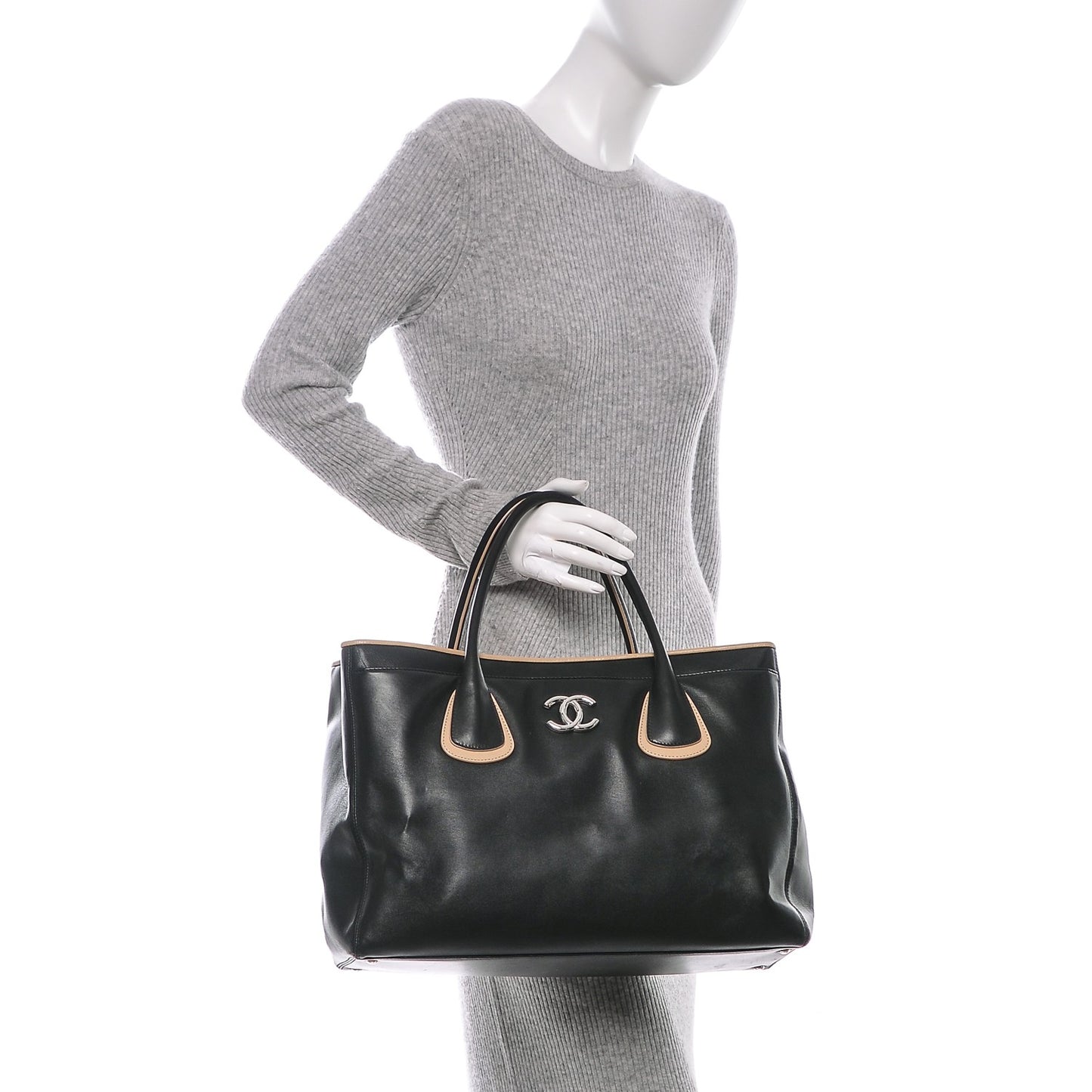 Lambskin Executive Cerf Shopper Tote Black