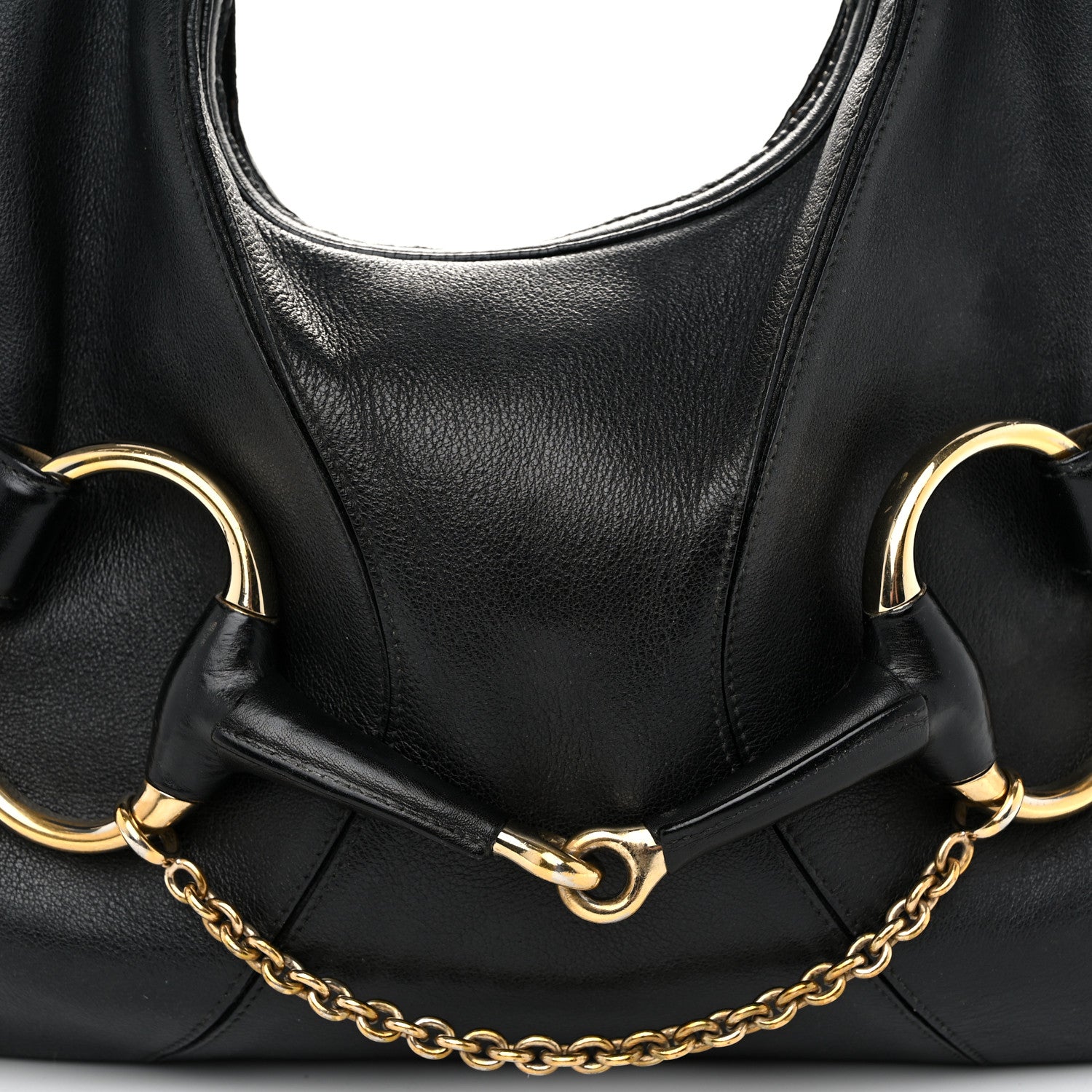 Gucci Calfskin Horsebit Chain Hobo Black 8 of 15