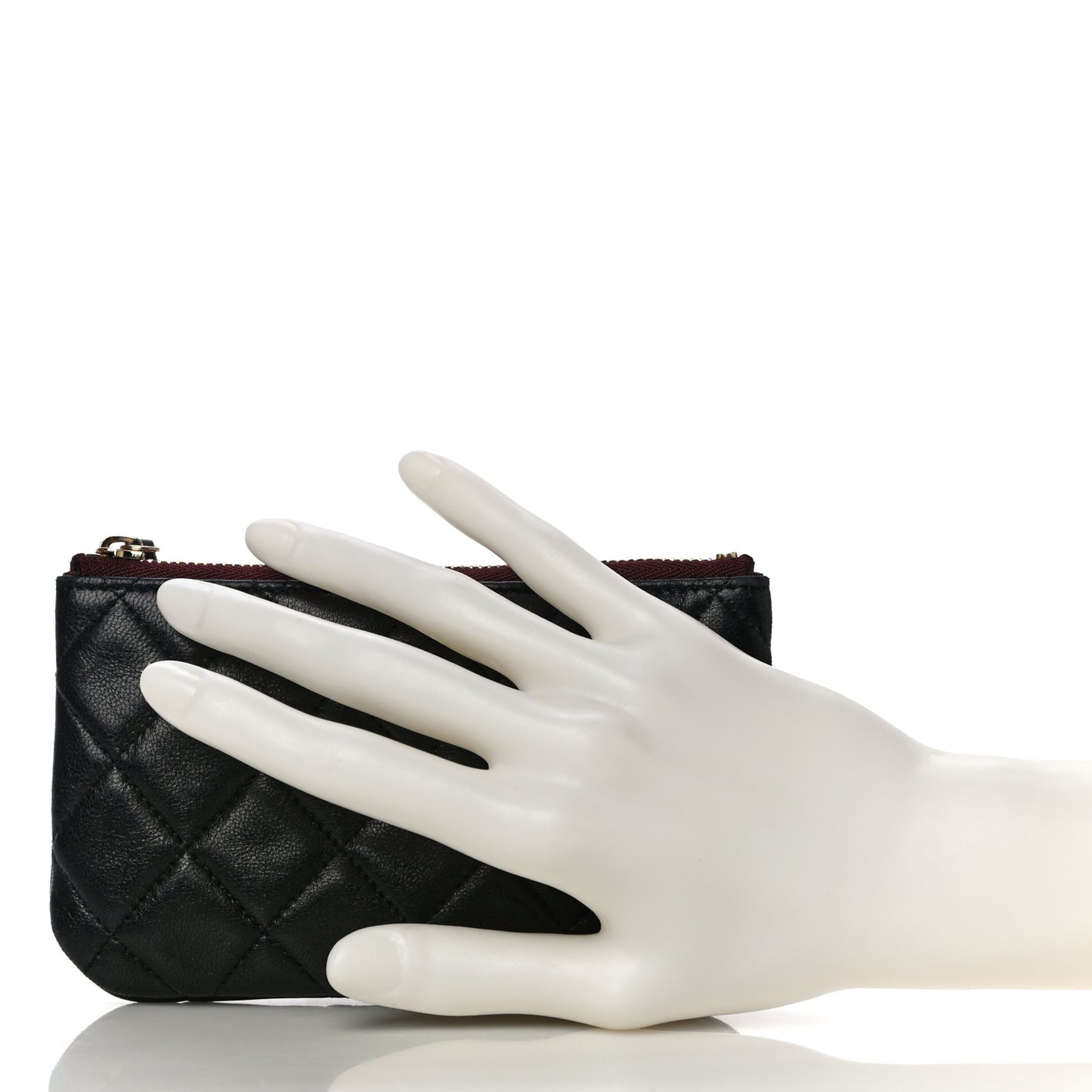 Lambskin Quilted Small Cosmetic Case Black