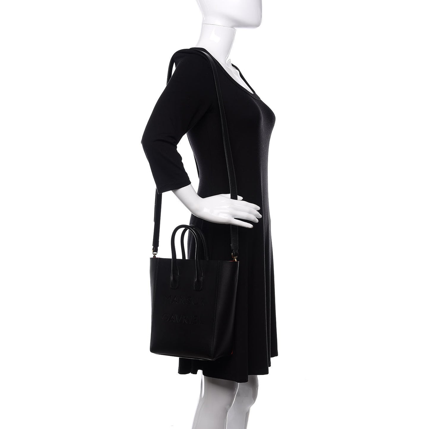 Calfskin Logo Mini North South Tote Black Flamma
