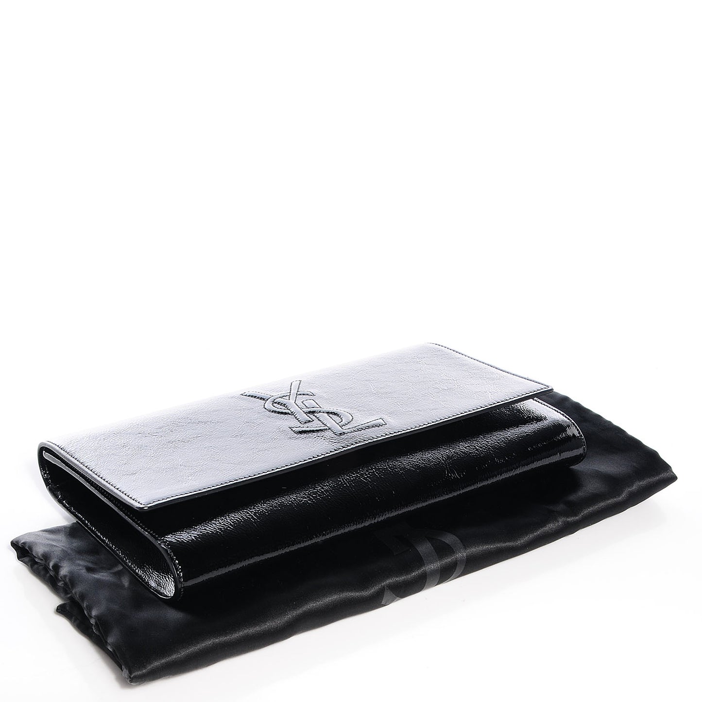 Textured Patent Monogram Large Belle De Jour Clutch Black