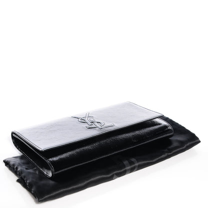 Saint Laurent Textured Patent Monogram Large Belle De Jour Clutch Black 4 of 6