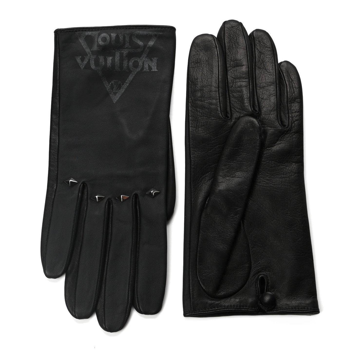 Lambskin Silk Studded Gloves 8 Black