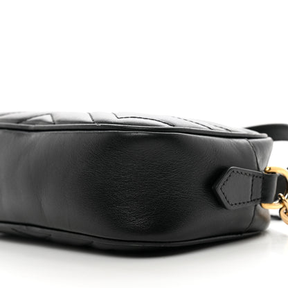 Gucci Calfskin Matelasse Mini GG Marmont Chain Shoulder Bag Black 10 of 11