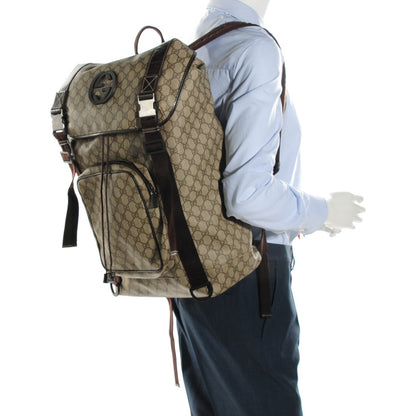 Gucci Monogram GG Supreme Large Interlocking G Double Buckle Backpack Brown 2 of 7