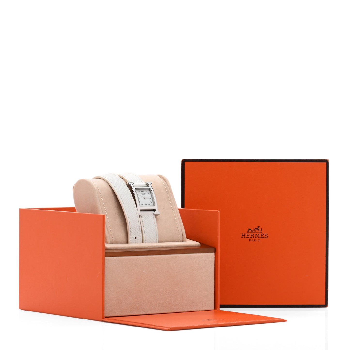 Stainless Steel Epsom Lacquer 21mm Heure H Hour Double Tour Quartz Watch Blanc