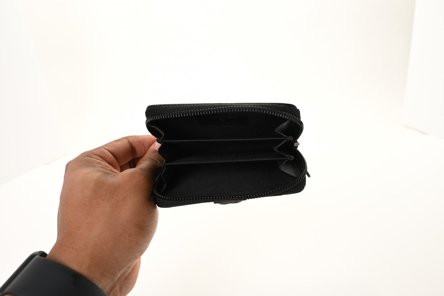 Chanel Caviar Quilted Boy Zip Around Coin Purse Wallet Black 10 of 20