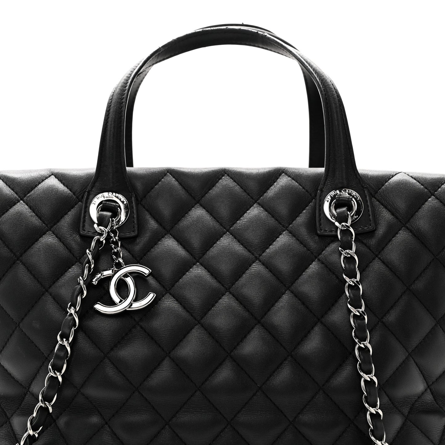 Calfskin Quilted Feather Weight Bowling Bag Black