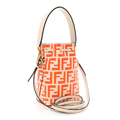 Fendi Vitello Liberty F is Fendi Bi-Color FF 1974 Embossed Mini Mon Tresor Bucket Bag Camelia Aranciata 3 of 10