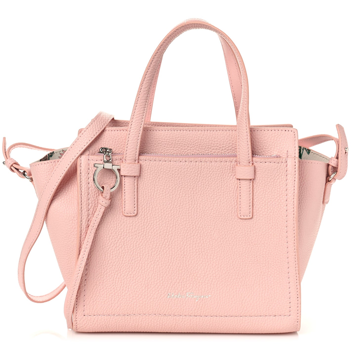 Hammered Calfskin Double Handle Small Amy Tote Cinder Rose