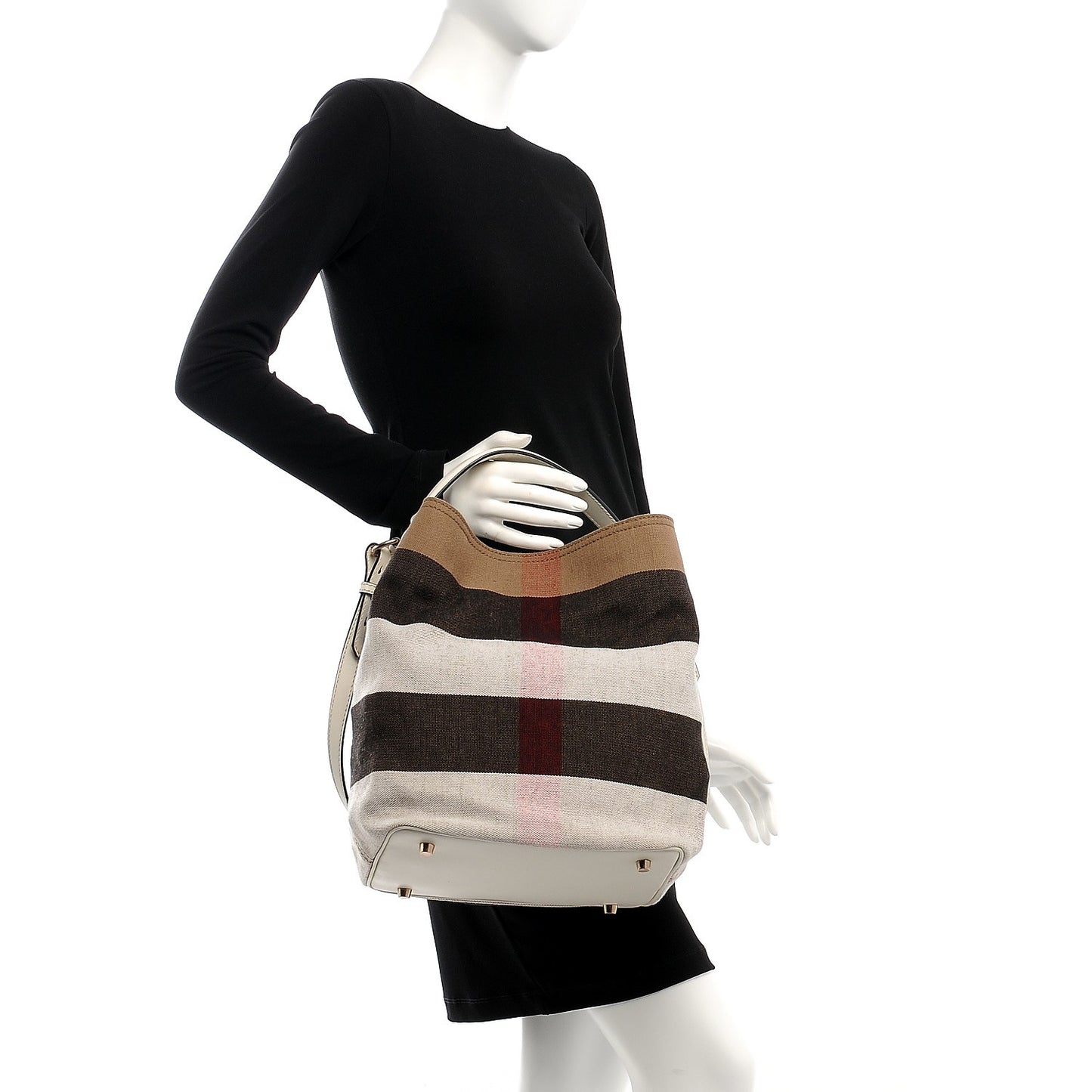 Canvas Mega Check Medium Susanna Hobo White