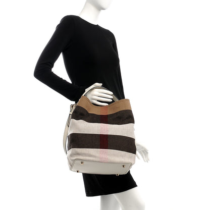 Burberry Canvas Mega Check Medium Susanna Hobo White 3 of 9