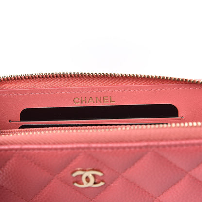Chanel Caviar Quilted Small Zip Around Wallet Pink 6 of 9