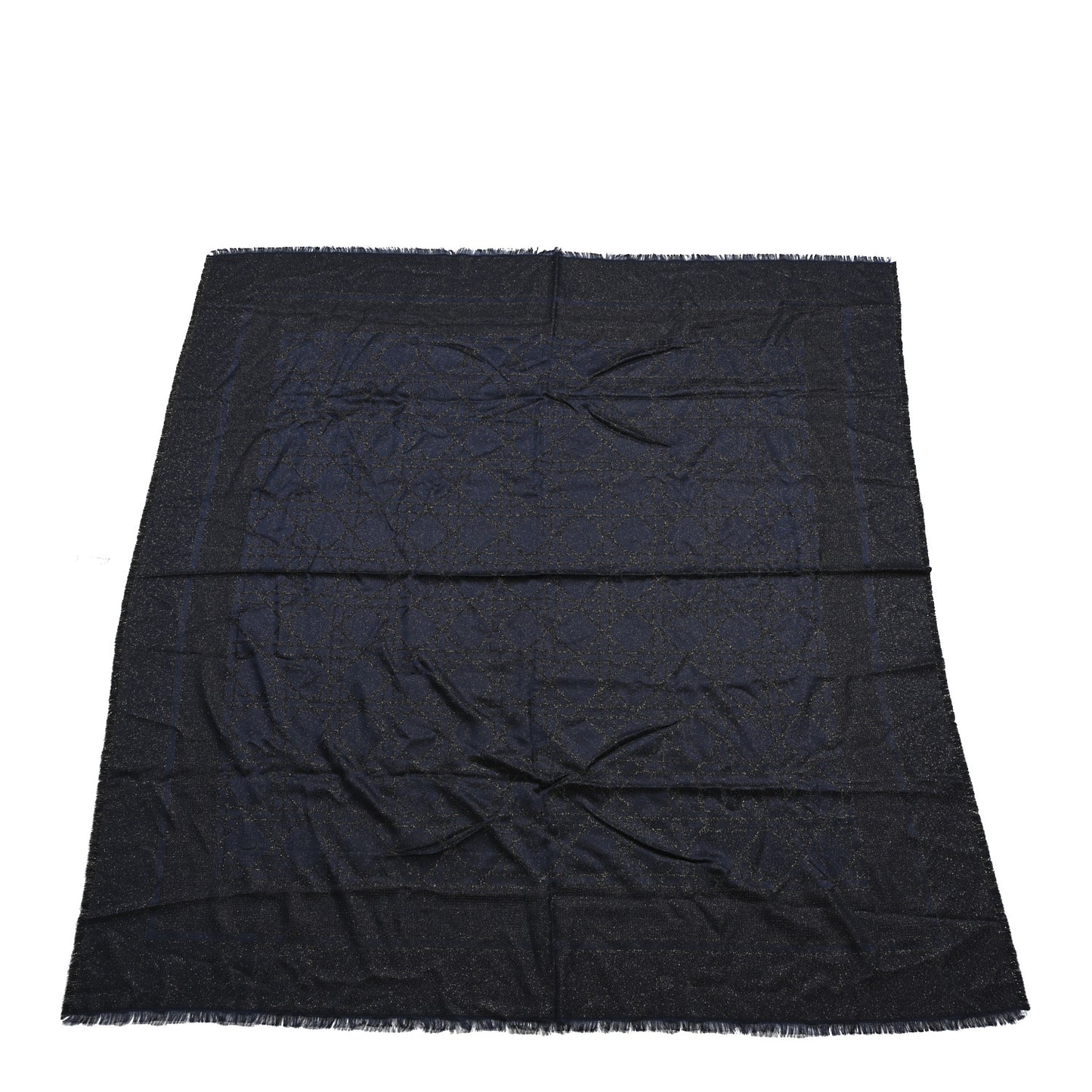 Wool Silk Metallic Cannage Scarf Blue Gold