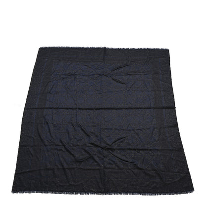 Christian Dior Wool Silk Metallic Cannage Scarf Blue Gold 1 of 3