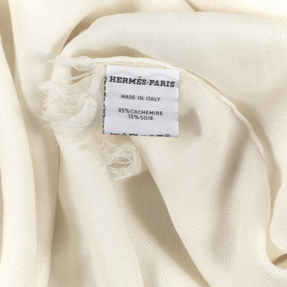 Hermes Cashmere Silk Stole Ivory 3 of 3