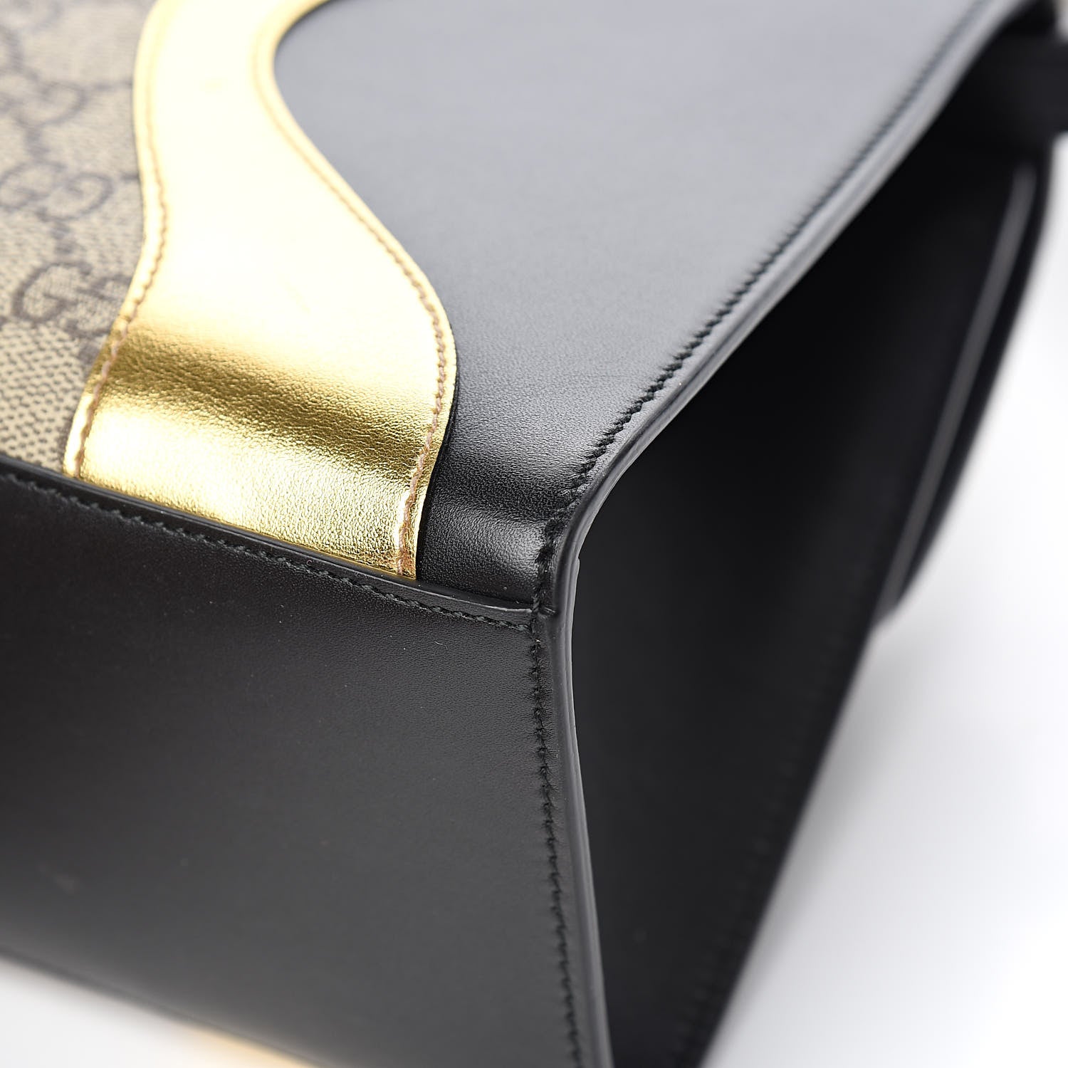 Gucci GG Supreme Monogram Small Osiride Top Handle Bag Black Gold 12 of 15