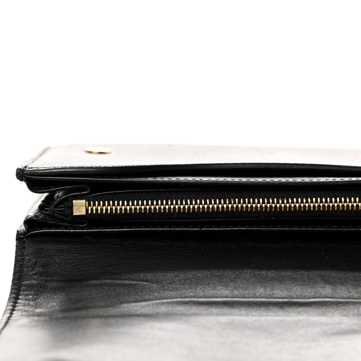 Grained Calfskin Large Flap Wallet Black