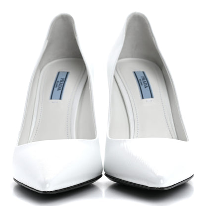 Prada Saffiano Vernice Pumps 37.5 White 3 of 9
