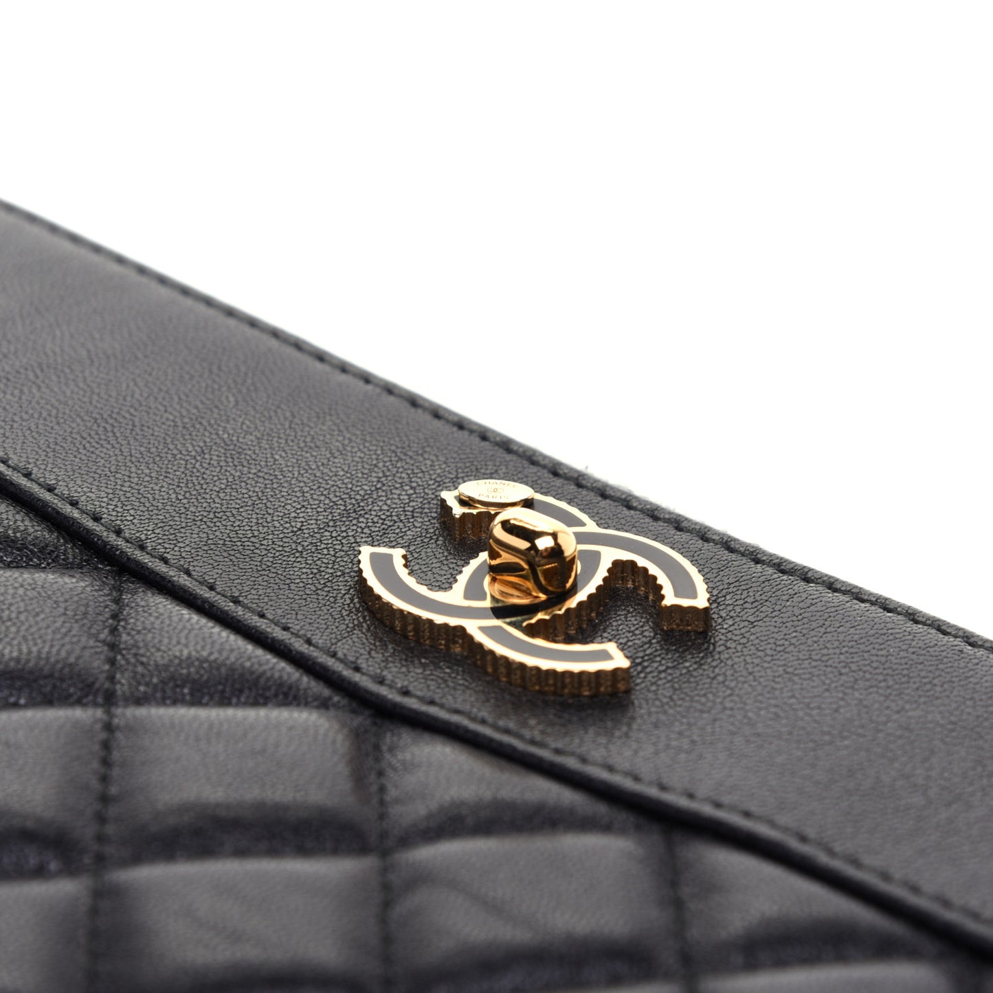 Sheepskin Quilted Medium Vintage Mademoiselle Cosmetic Case Black