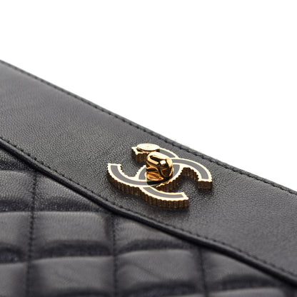 Chanel Sheepskin Quilted Medium Vintage Mademoiselle Cosmetic Case Black 10 of 10
