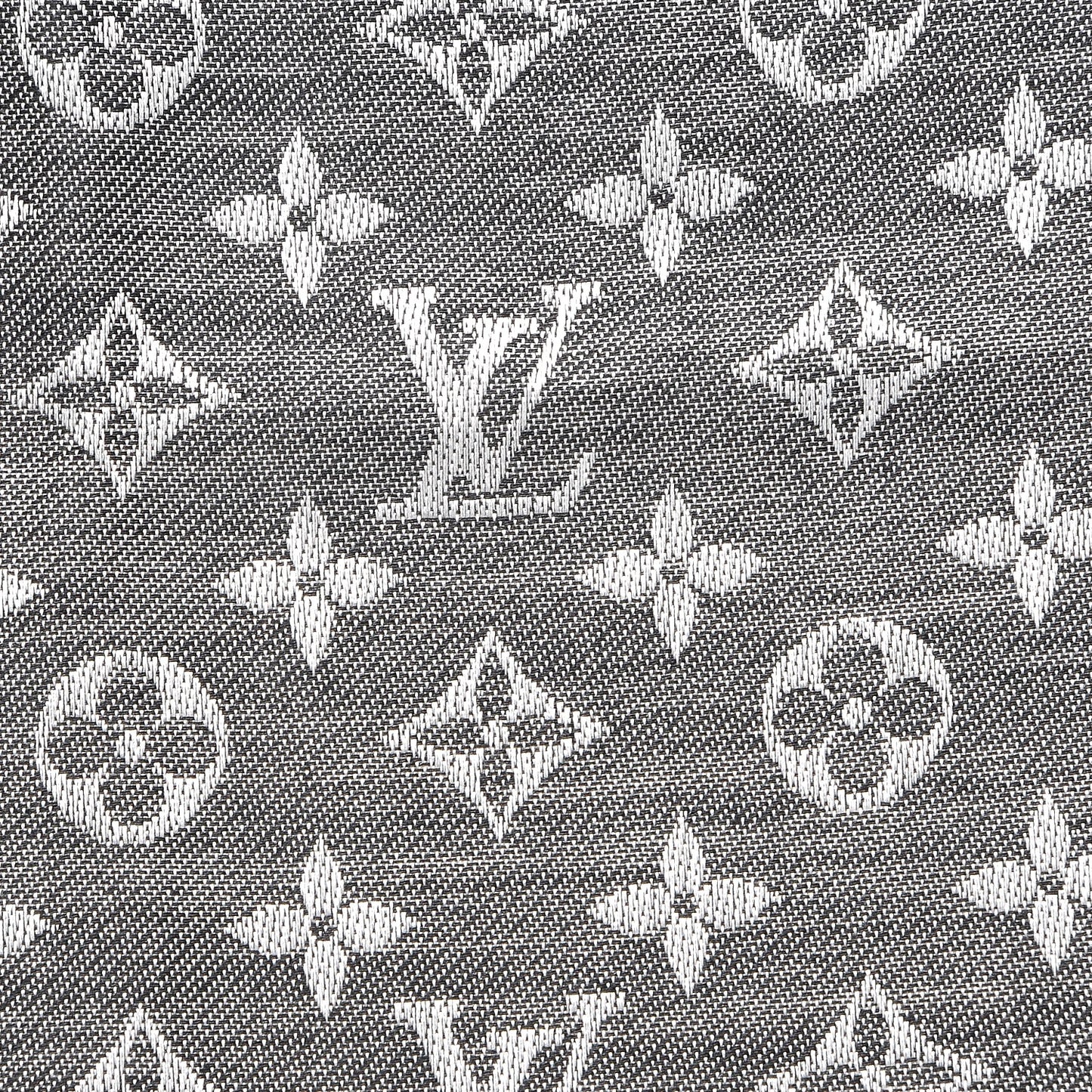 Wool Silk Monogram Denim Shawl Black