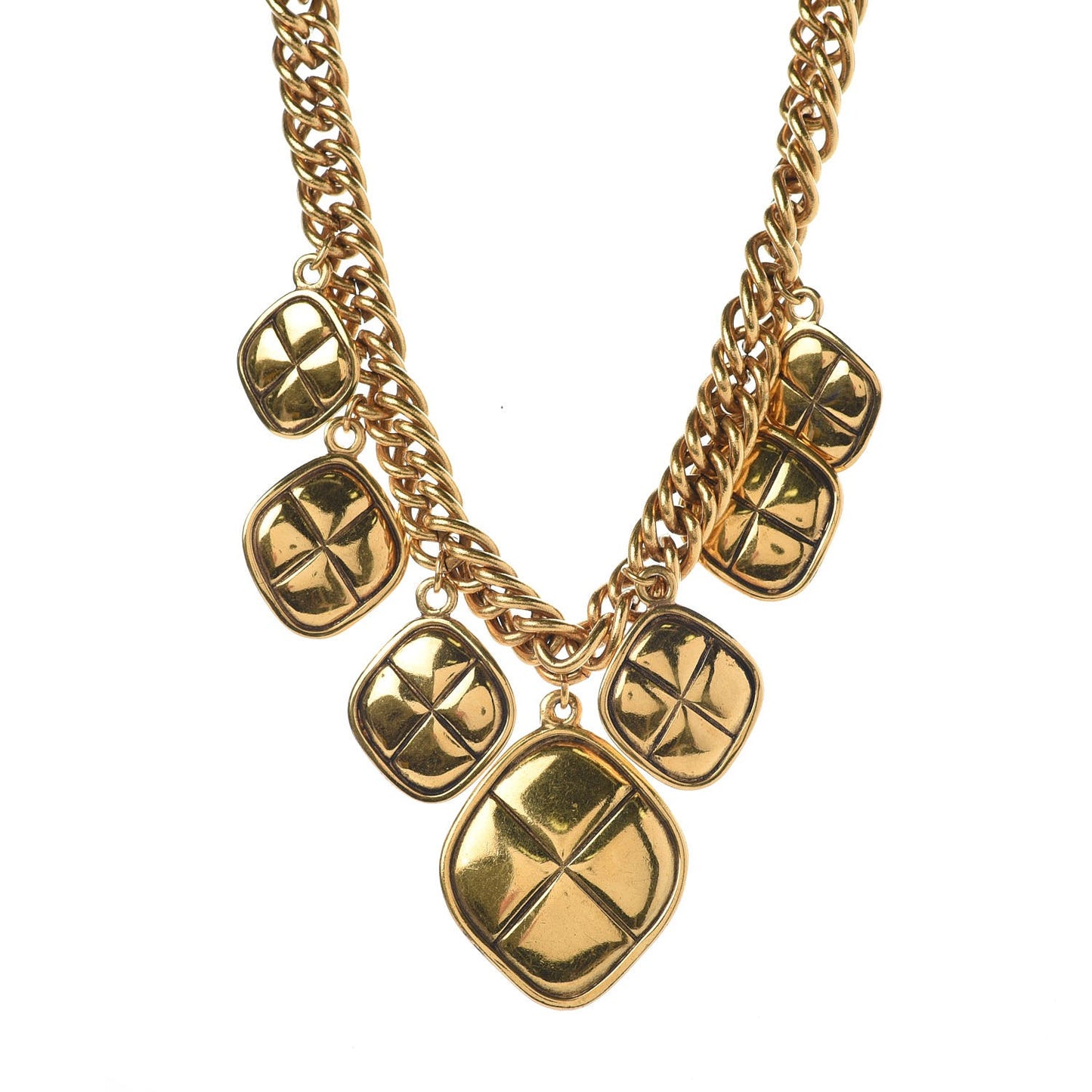 Quilted Medallion Short Necklace Gold