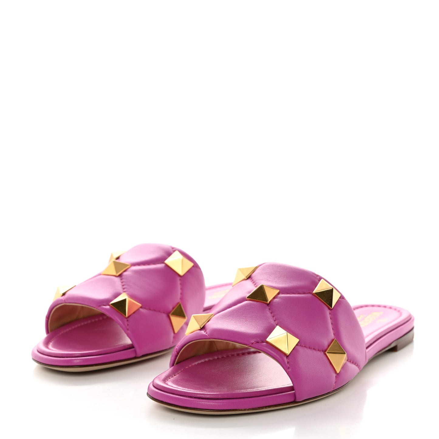 Nappa Roman Stud Flat Slide Sandals 38.5 Radiant Orchid