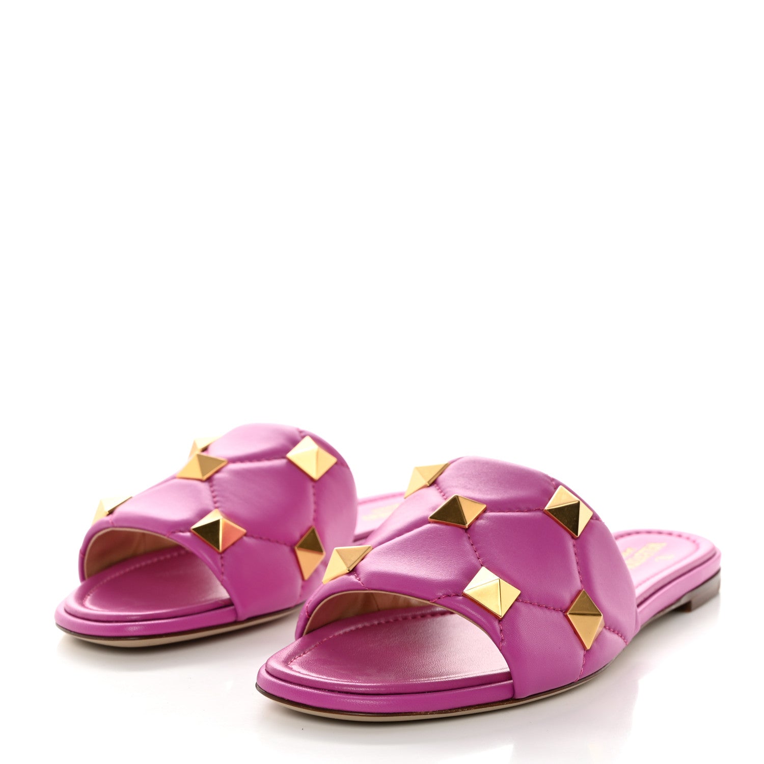 Valentino Garavani Nappa Roman Stud Flat Slide Sandals 38.5 Radiant Orchid 3 of 9