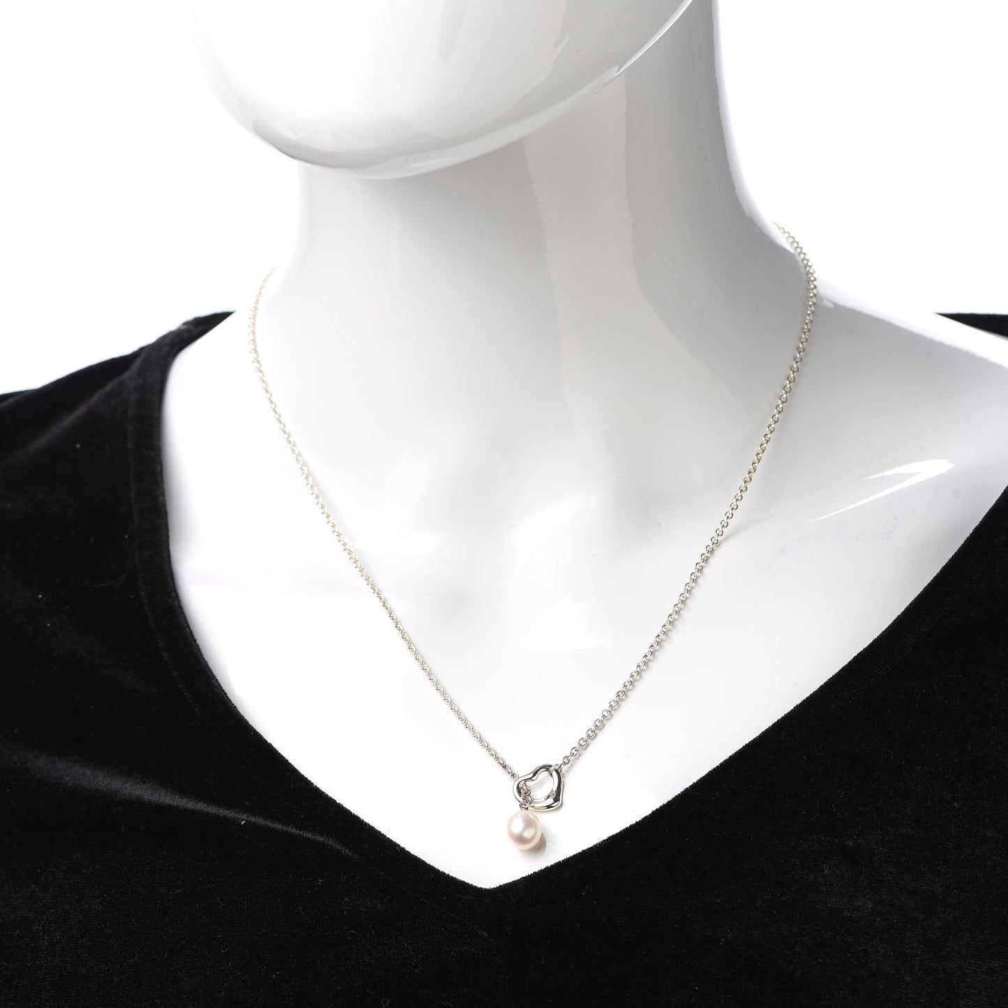 Sterling Silver Pearl 9-9.5mm Elsa Peretti Open Heart Lariat Necklace