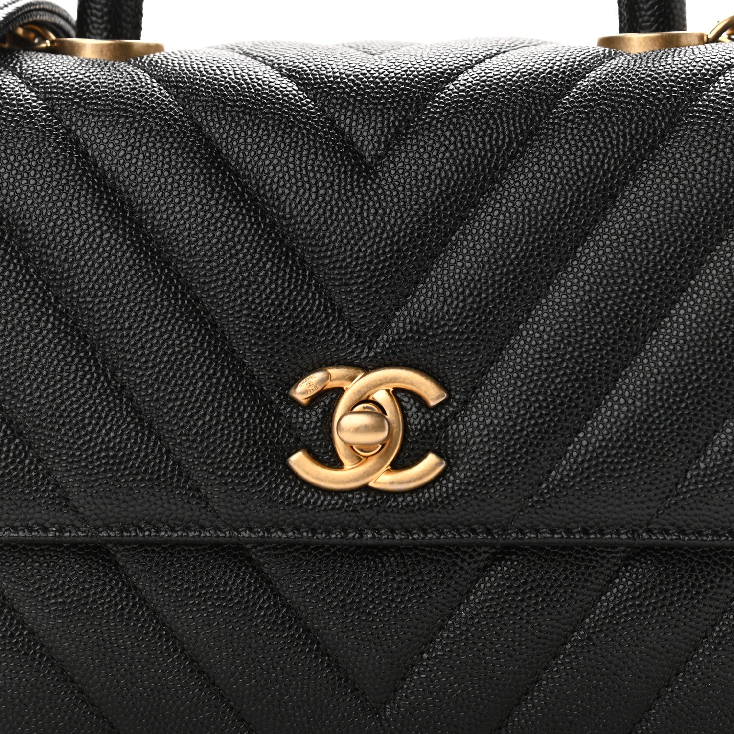 Chanel Caviar Chevron Quilted Mini Coco Handle Flap Black 7 of 10